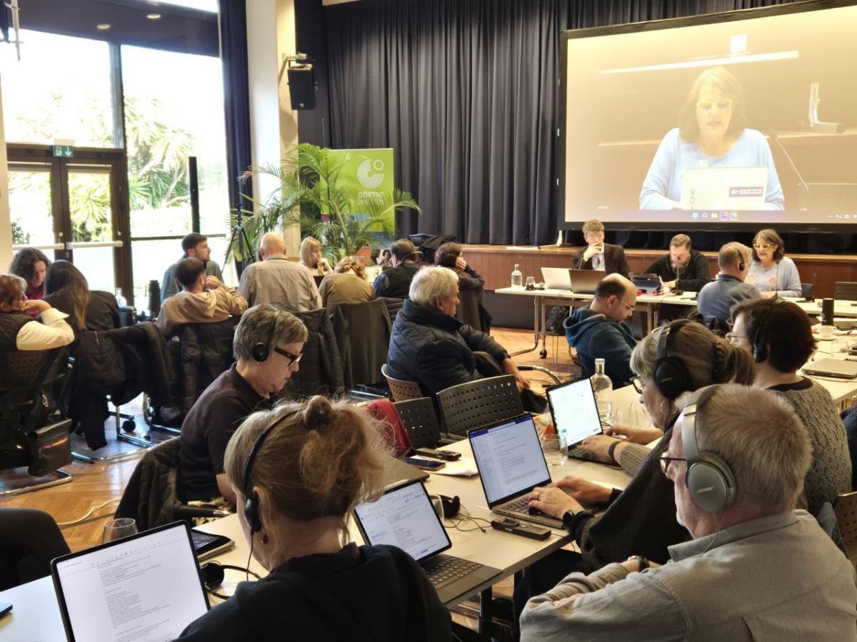 Intervención de Ana Martínez Collado en el Comité Europeo de UNI Mei, en Lisboa.